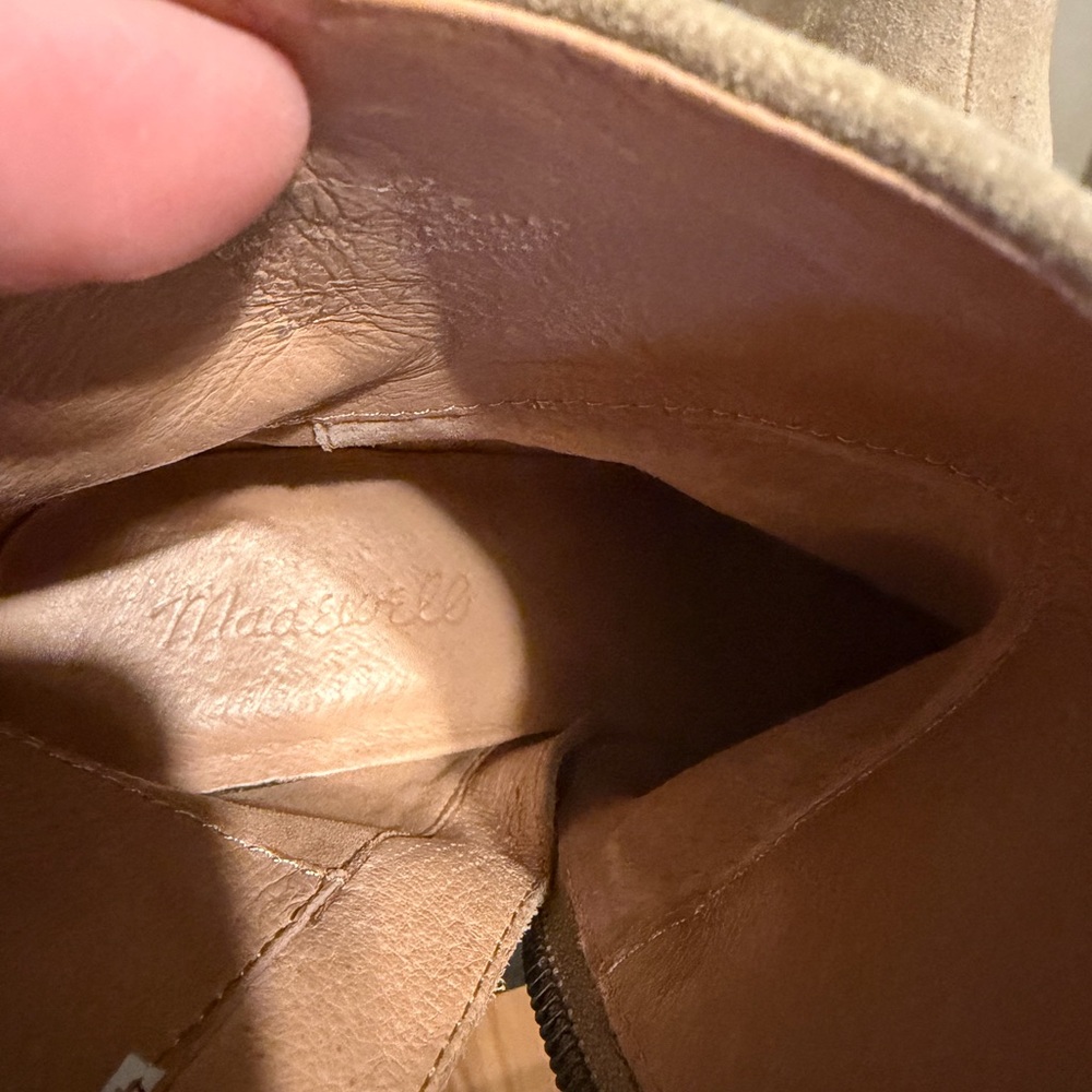 Madewell Beige Suede Ankle Booties 6.5 Stacked Heel - Picture 13 of 16